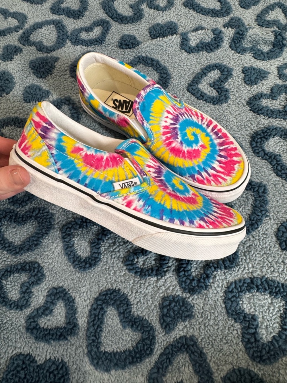 Trendy Vans Kids Tie-Dye Slip-On Sneakers in Pink, Blue & Yellow